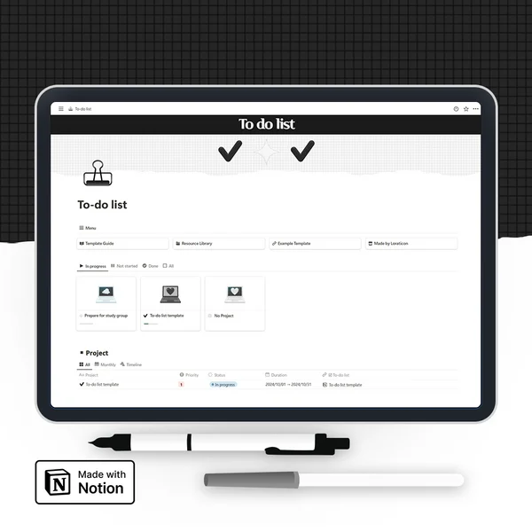 Notion To-do list template