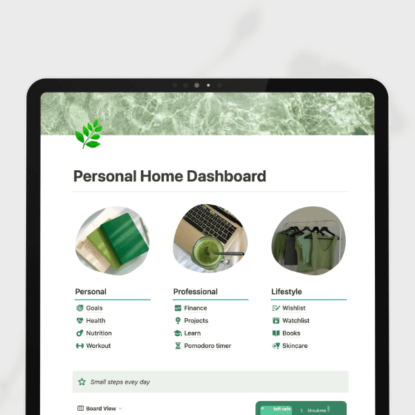 Personal Home Dashboard Green 🌿