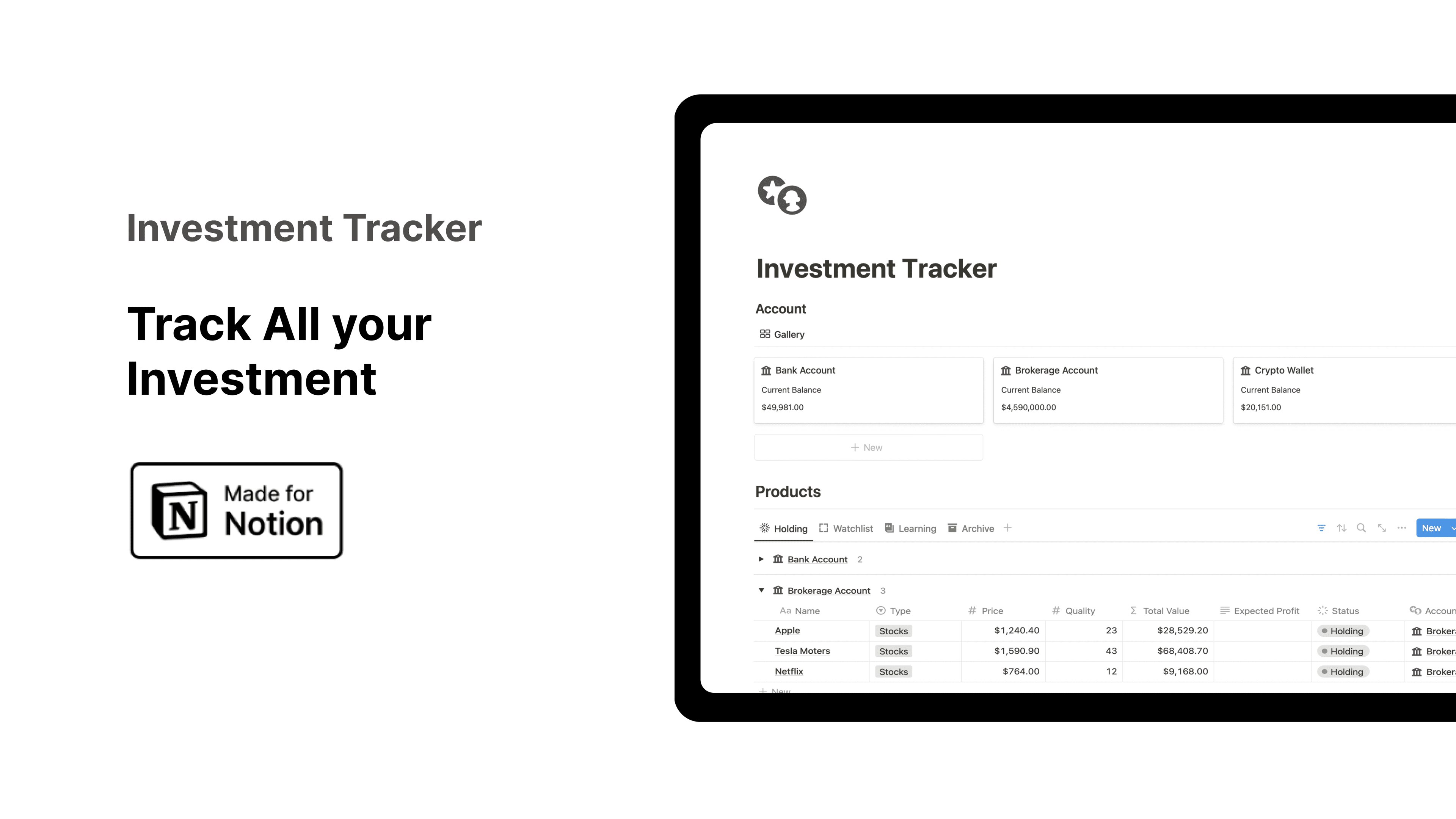 Investment Tracker with notion - image 1