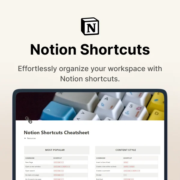 100+ Notion Shortcuts Cheatsheet