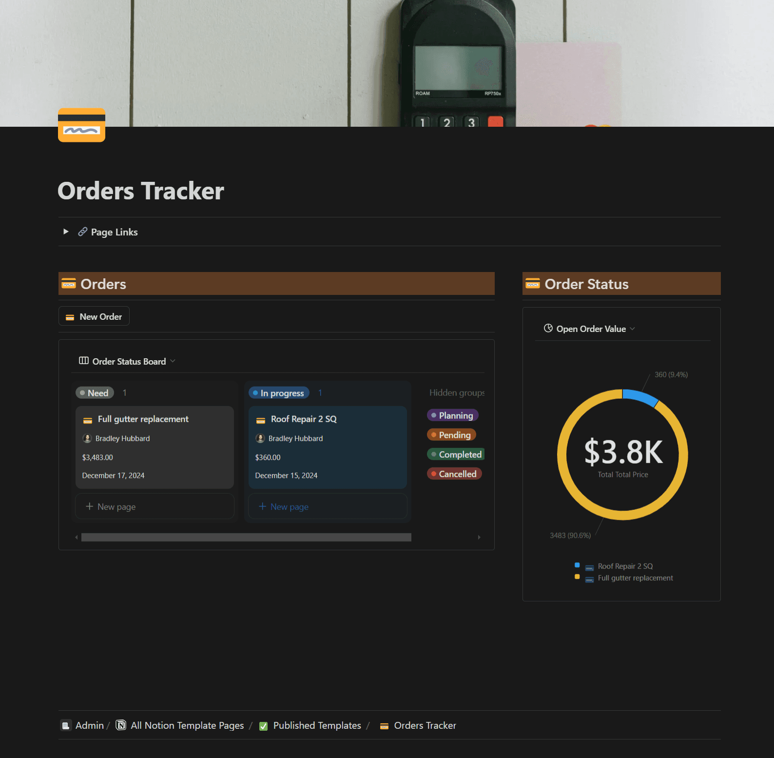 💳 Notion Order Tracking Engine