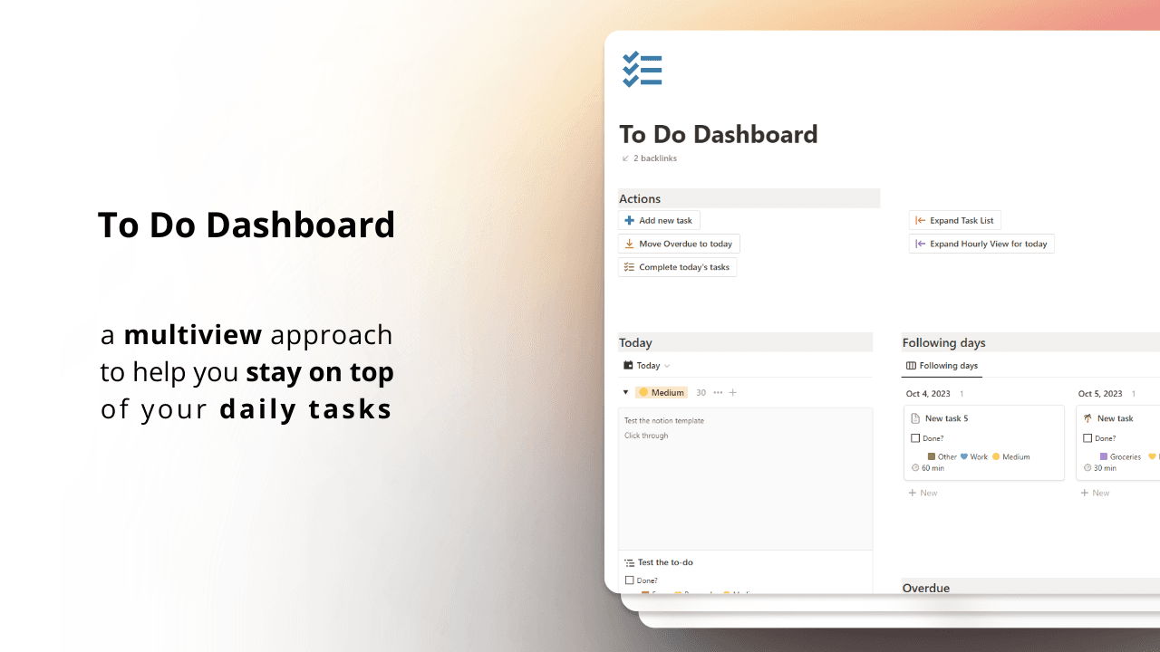 To Do Dashboard - A Notion Template - image 1