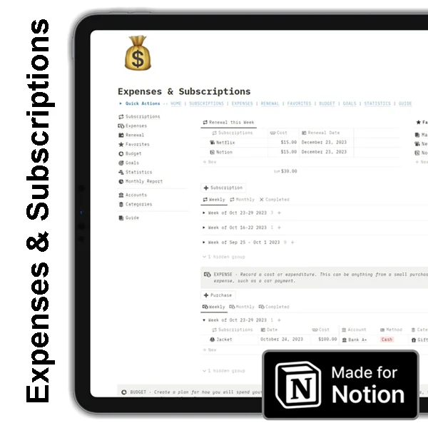 Expenses & Subscriptions