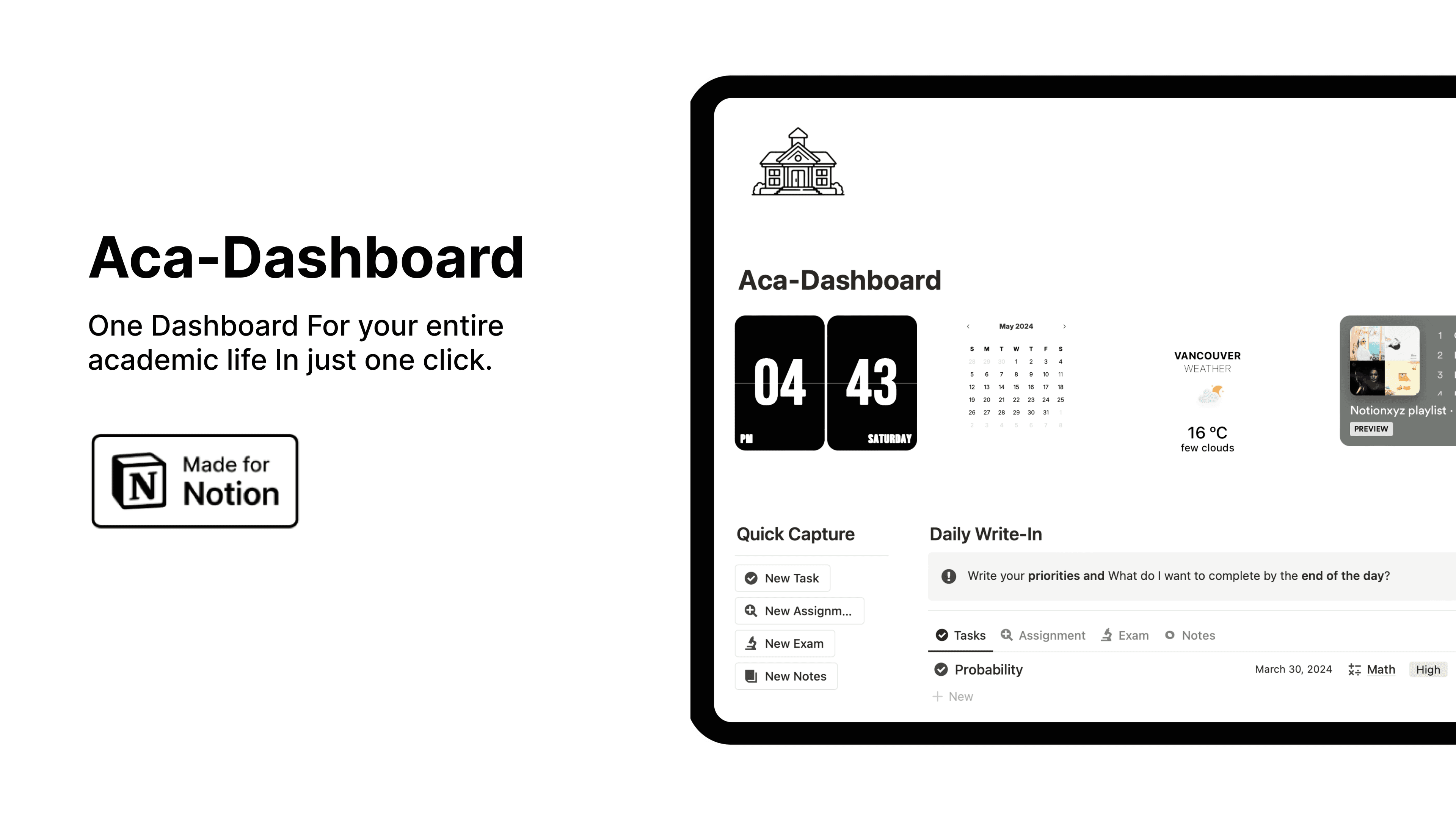 Acadashboard 2024: Notion Student OS - image 1