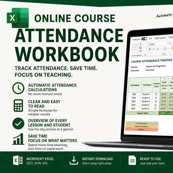 Training Attendance Workbook for Excel