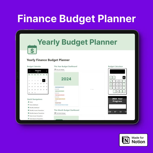Yearly Finance Budget Planner 2024