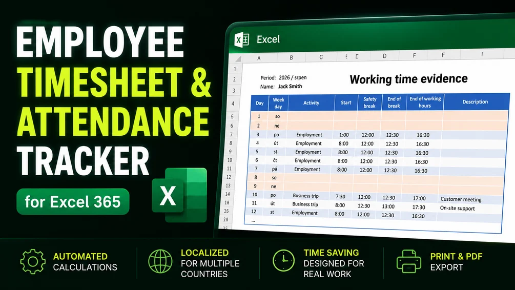 Employee Timesheet & Attendance Tracker for Excel 365 - image 1