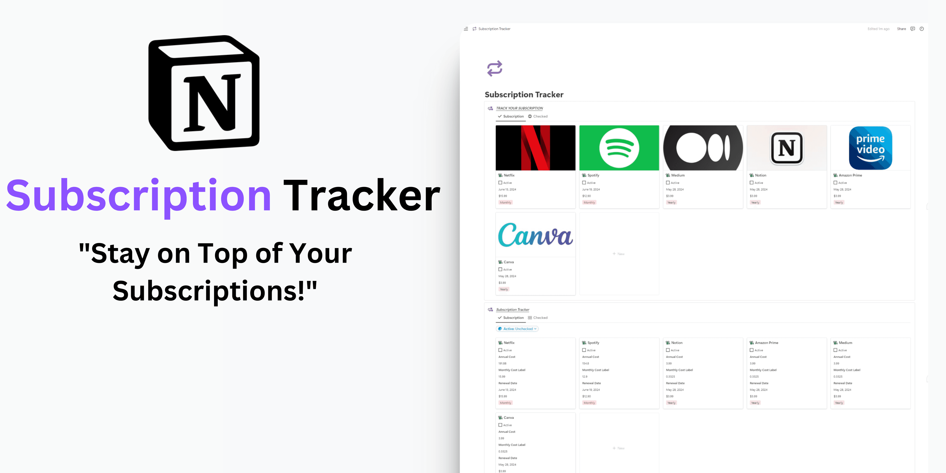 Subscription Tracker Template - image 1