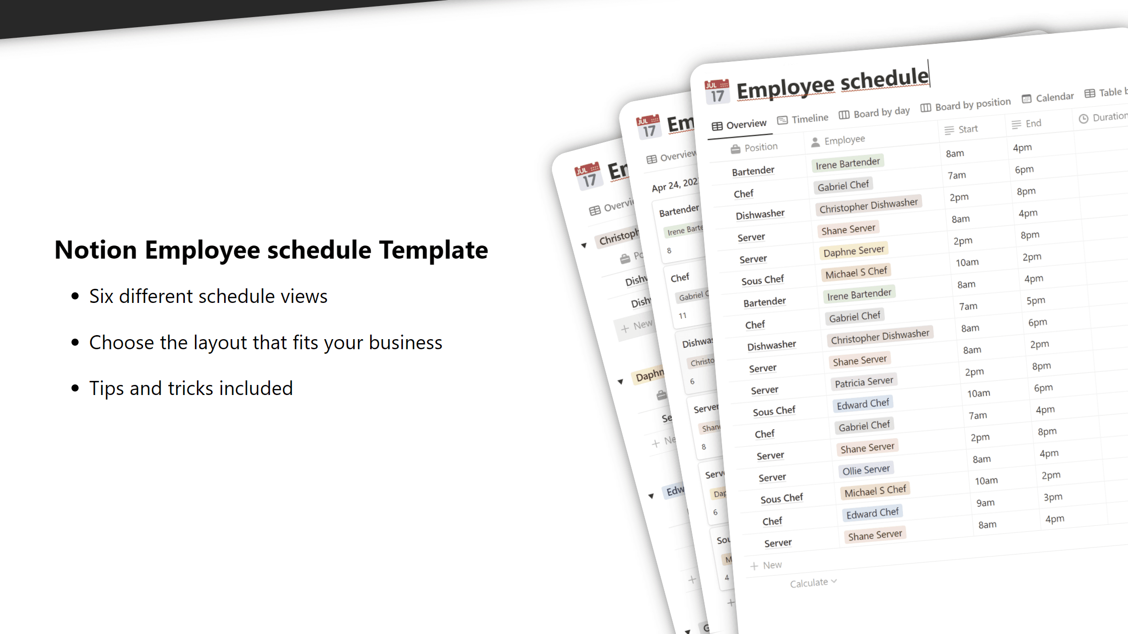 Employee schedule - A Notion Template - image 1