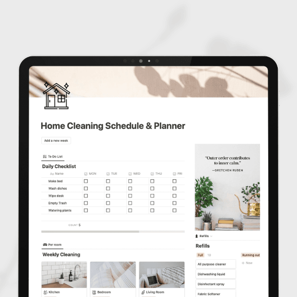 Home Cleaning Calendar & Planner 🫧