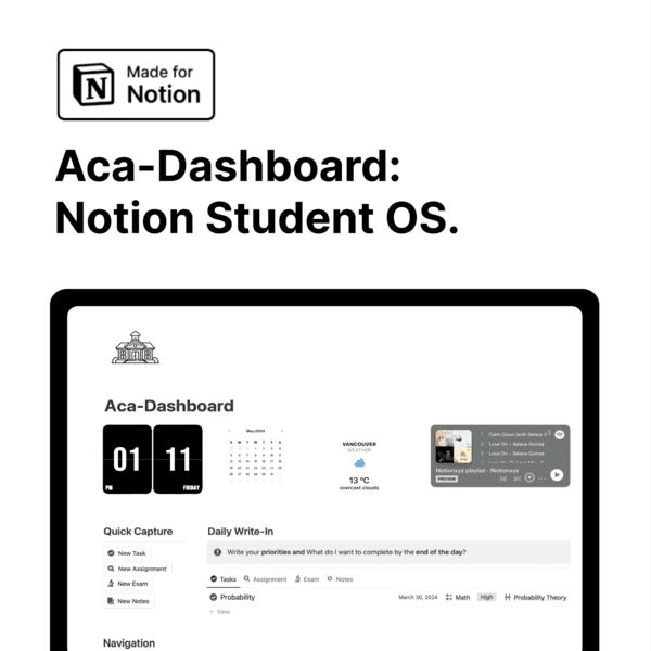 Acadashboard 2024: Notion Student OS