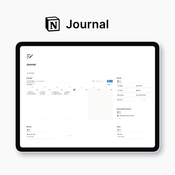 Journal Notion template