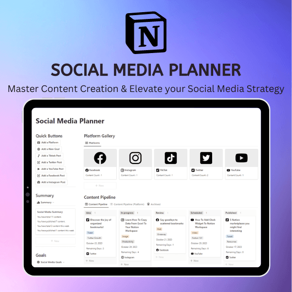 Notion Social Media Planner