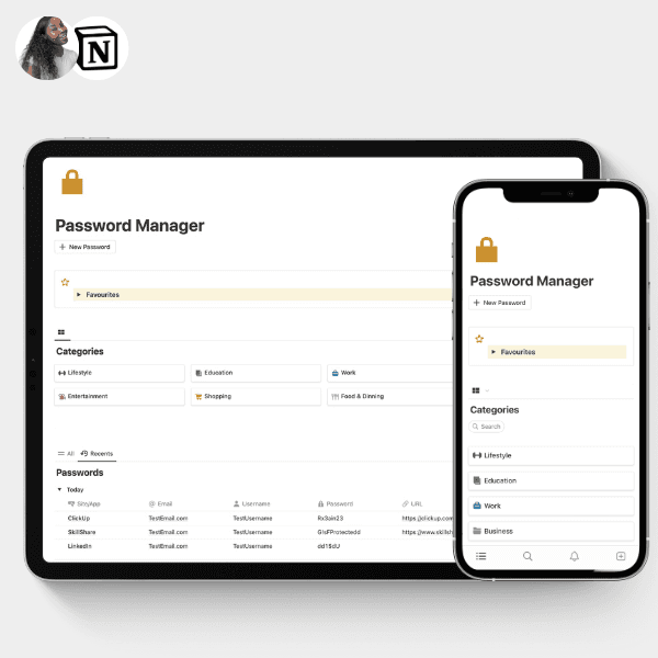 Password Manager - Notion Template