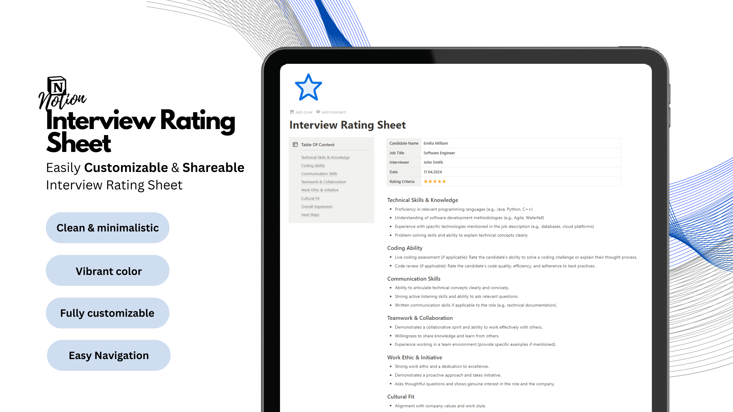Interview Rating Sheet Notion Template