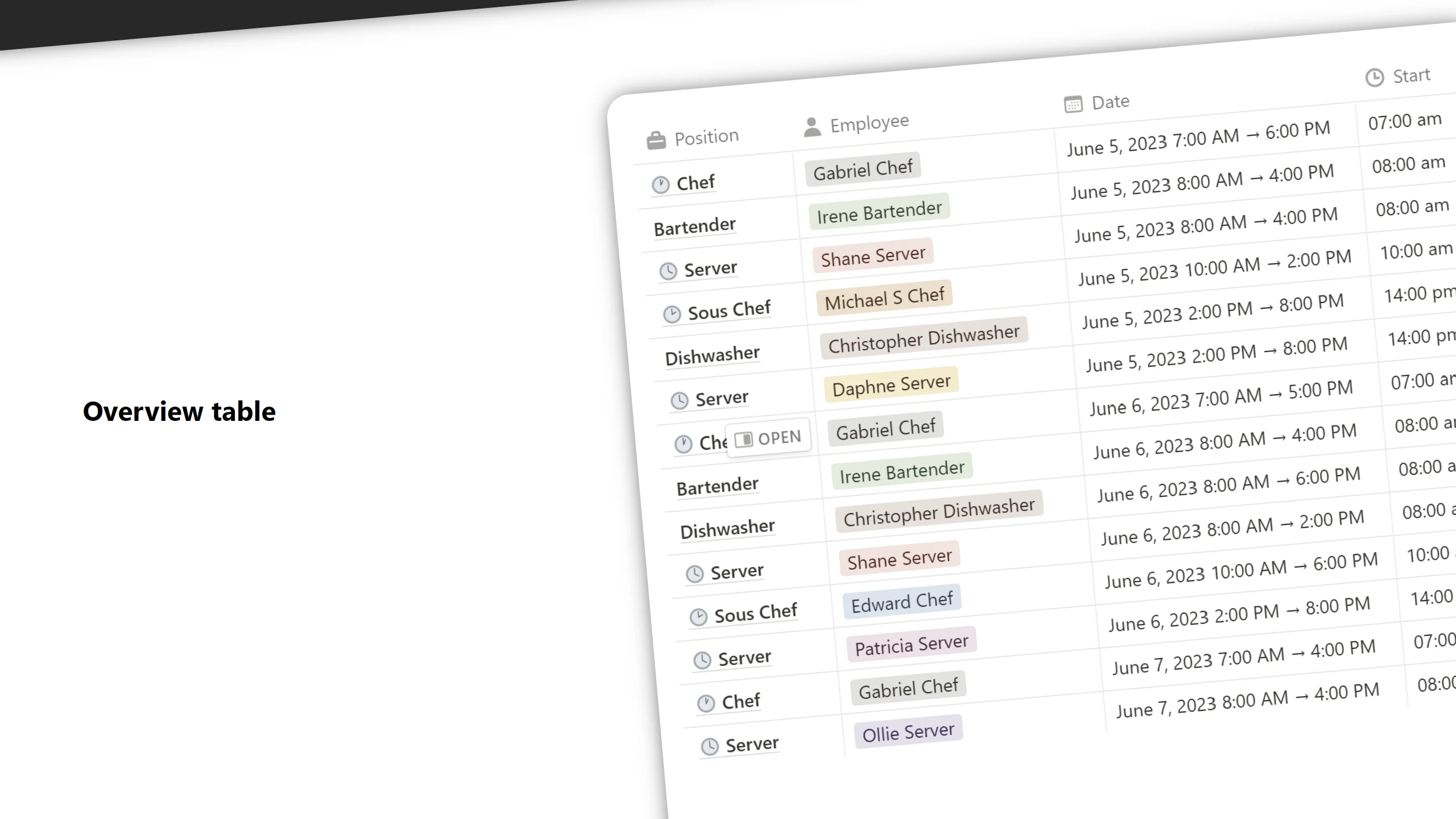 Employee schedule - A Notion Template - image 2