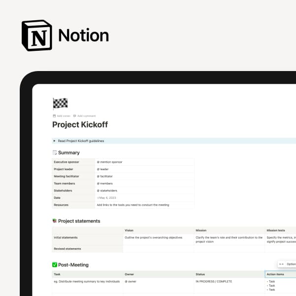 Project Kickoff Template