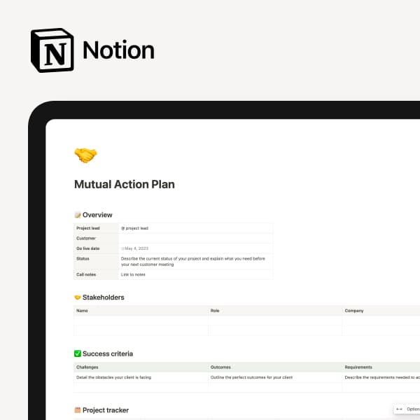 Mutual Action Plan Template