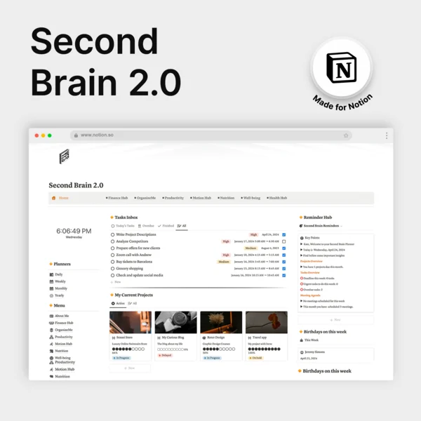 Second Brain 2.0 Notion Template