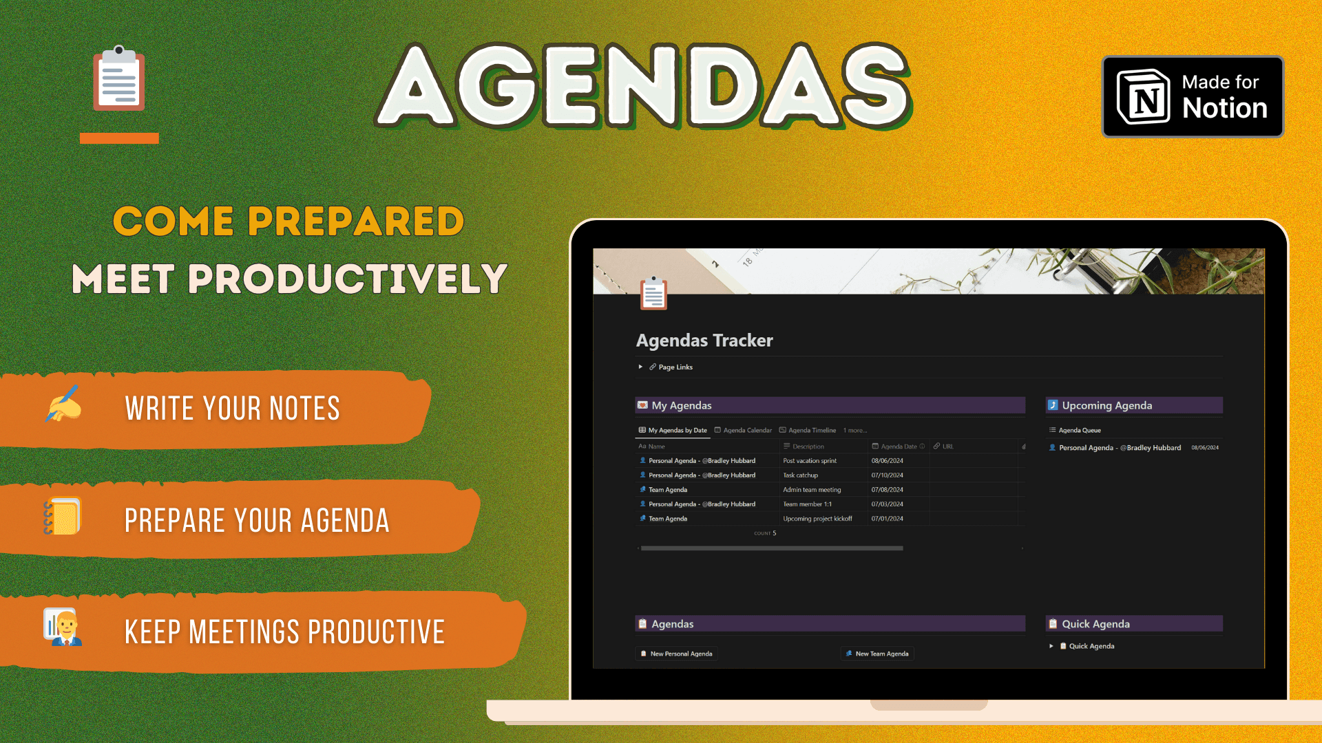 📋 Agendas Tracker - Notion Team Meetings