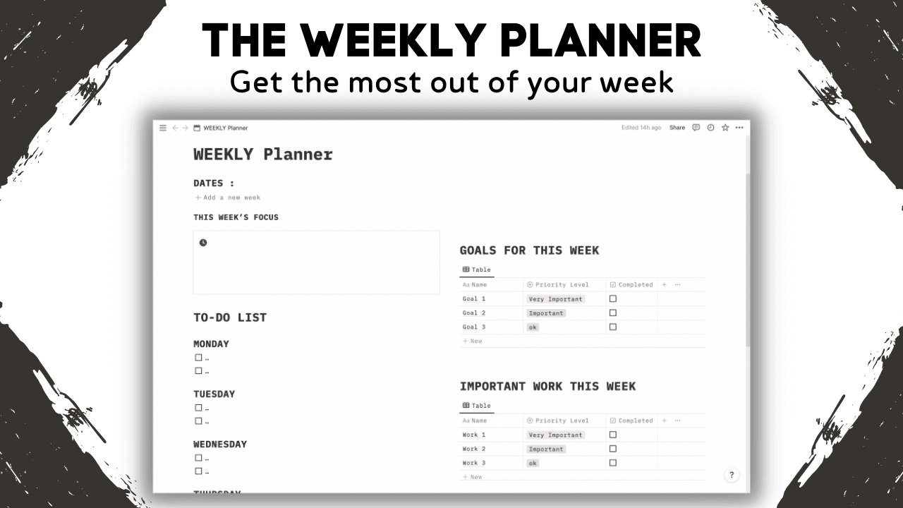 The Weekly Planner | Free Notion Template - image 1