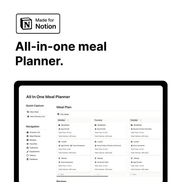 All In One Meal Planner