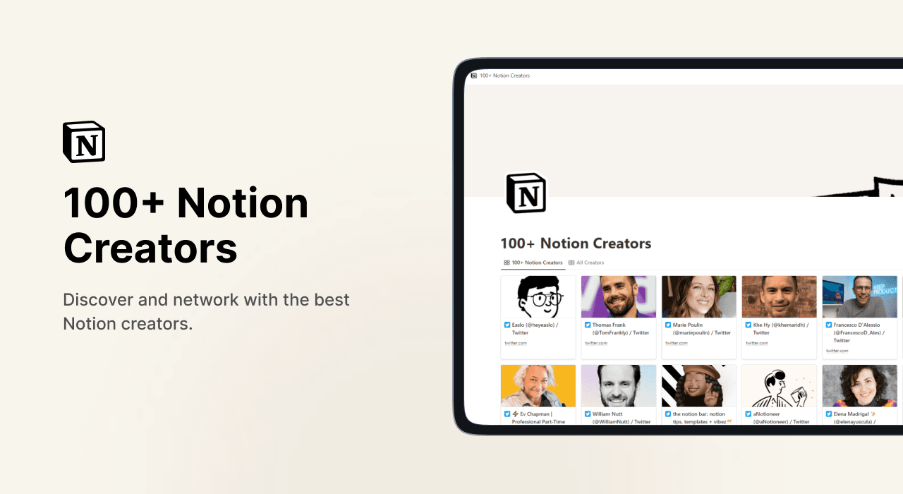 100+ Notion Creators - image 1