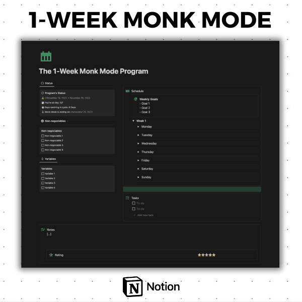 The 1-Week Monk Mode Program