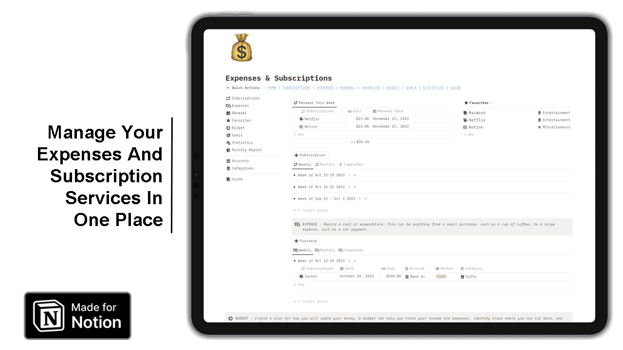 Expenses & Subscriptions - image 1