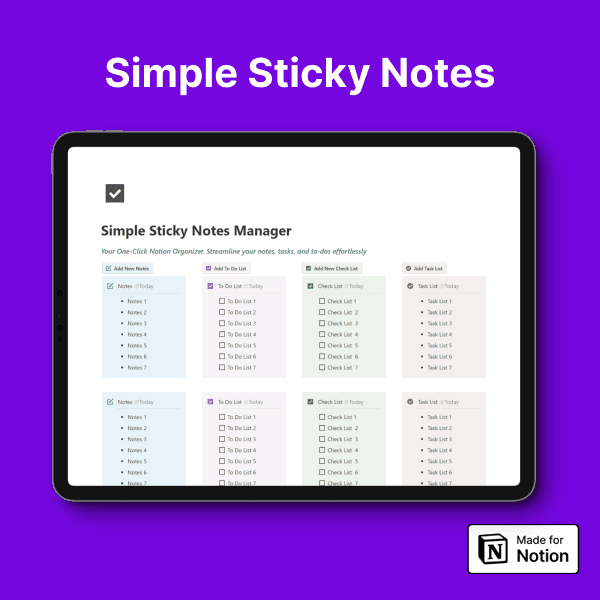 Simple Sticky Notes Manager