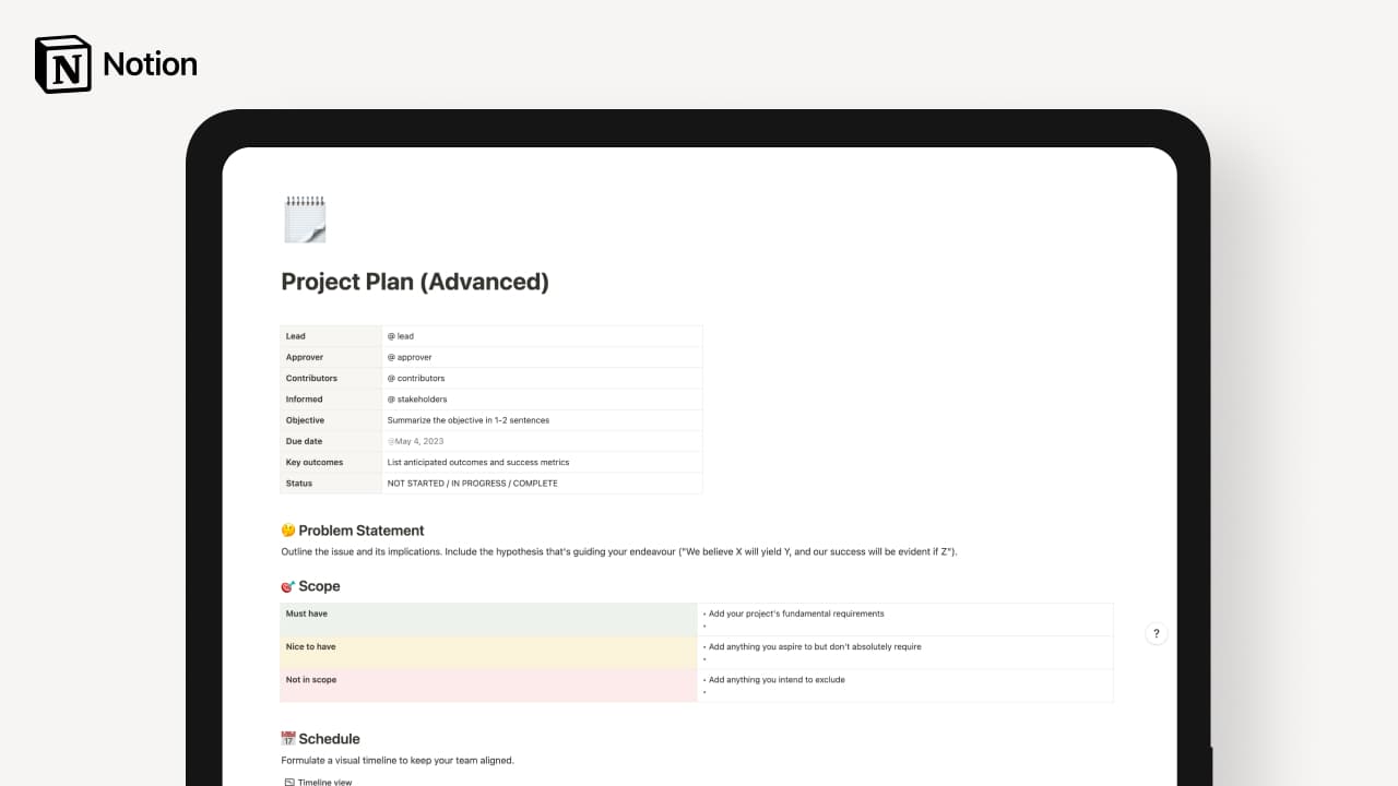 Project Plan (Advanced) Template - image 1