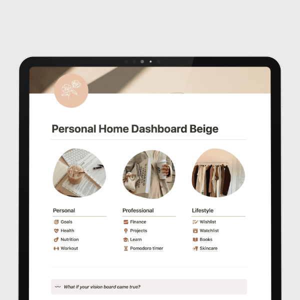 Personal Home Dashboard Beige 🧸