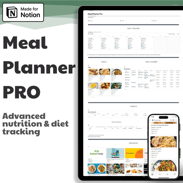 Diet & Meal Planner Notion | Calorie & Macro Counter