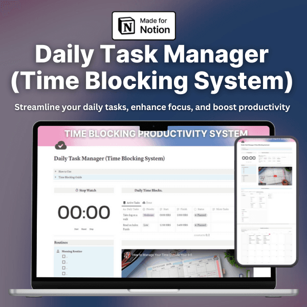 Daily Task Manager (Time Blocking Productivity System)
