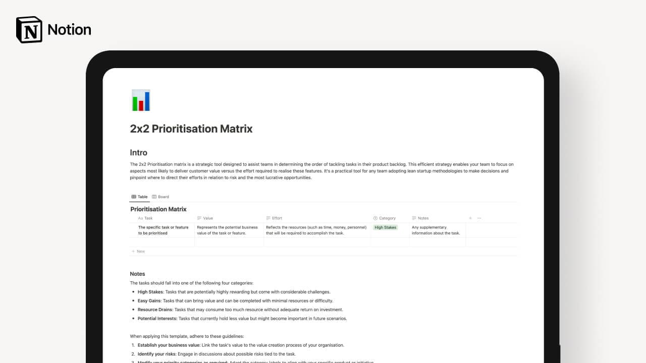2x2 Prioritisation Matrix Template - image 1