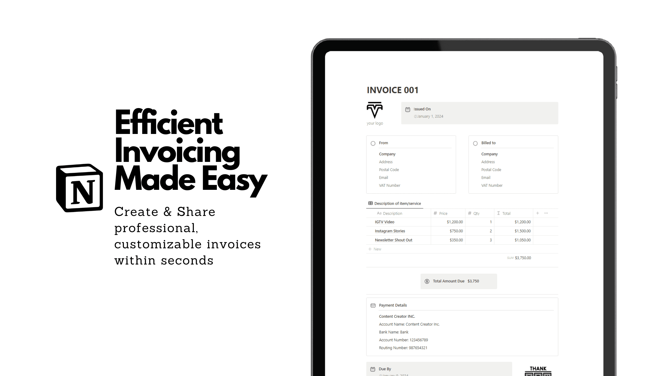 Notion Invoice Template