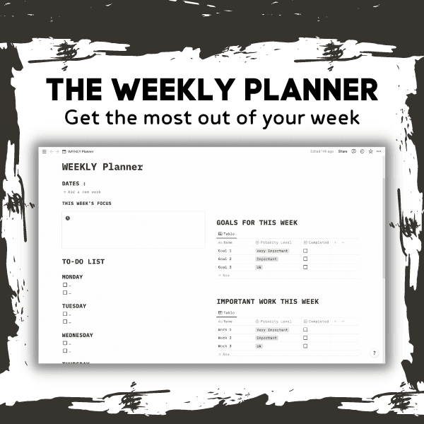 The Weekly Planner | Free Notion Template