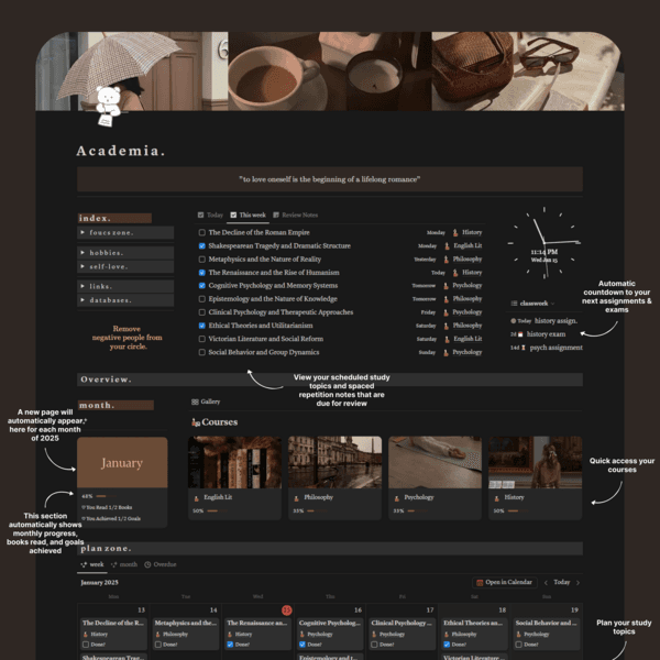Notion University Dashboard Template