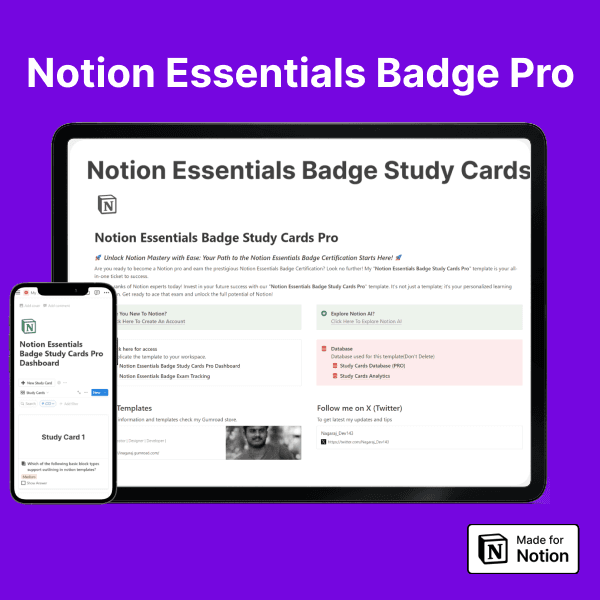 Notion Essentials Badge Study Cards Pro