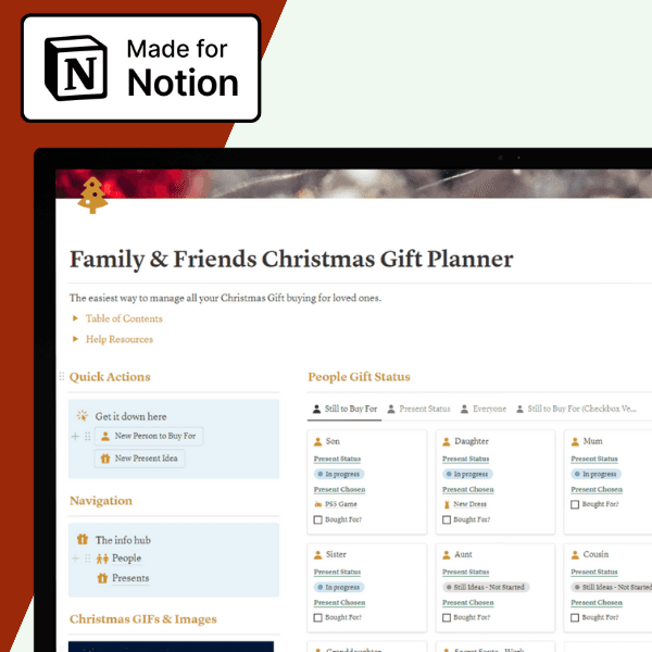 Family & Friends Christmas Gift Planner