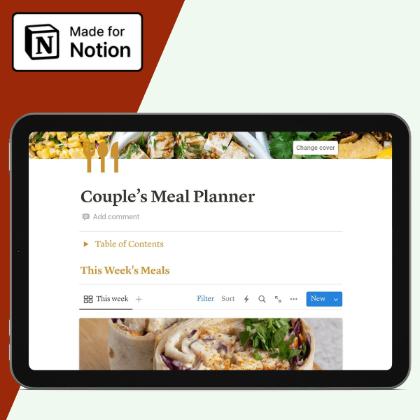 Couple's Meal Planner with Cookbook