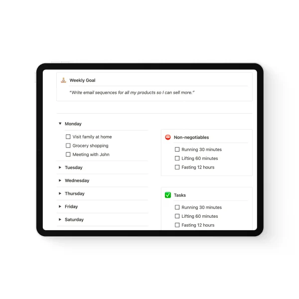 Notion Monk Mode Planner