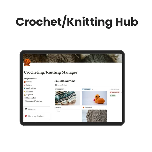 Crochet/Knitting Hub Notion Template