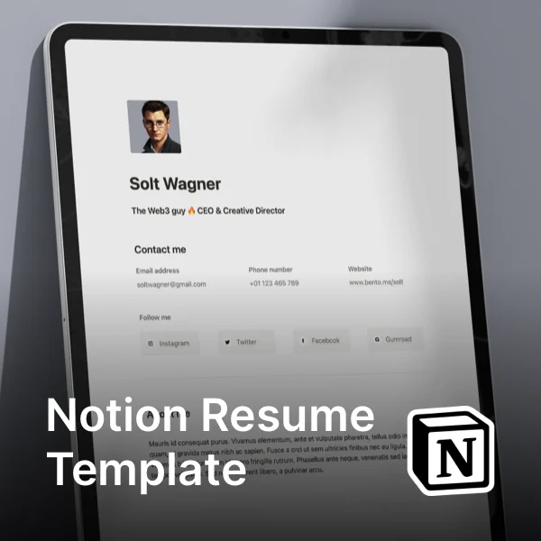 Notion Resume Template for Free