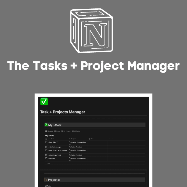 Task + Project Manager | Free Notion Template