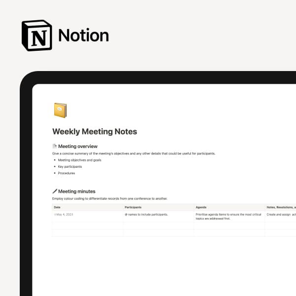 Weekly Meeting Notes Template