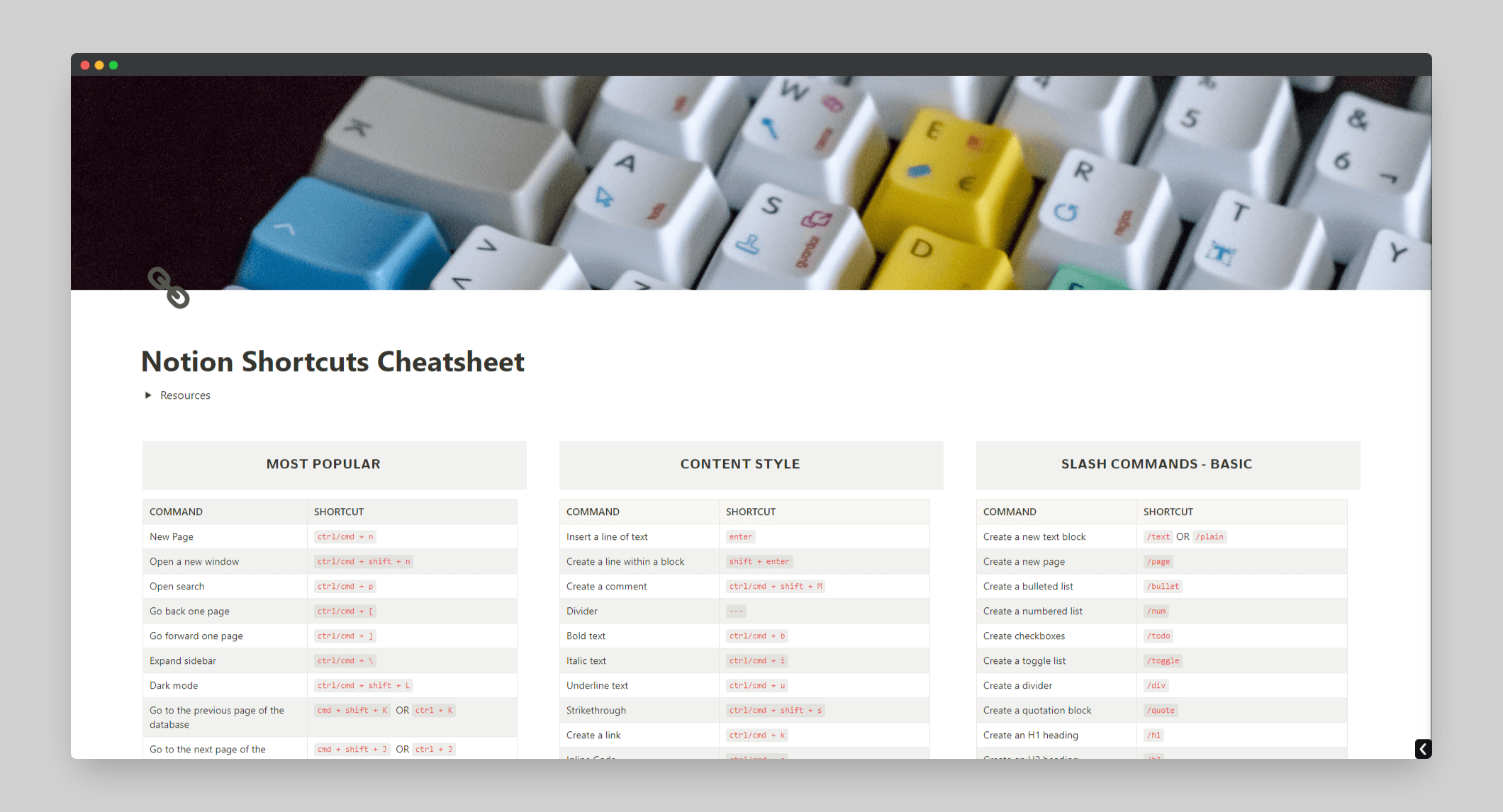 100+ Notion Shortcuts Cheatsheet - image 2