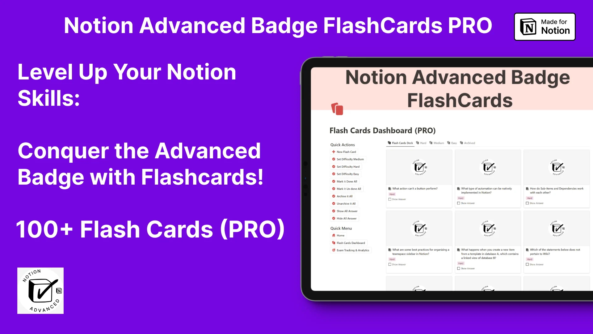 Notion Advanced Badge Flashcards Pro Template - image 2