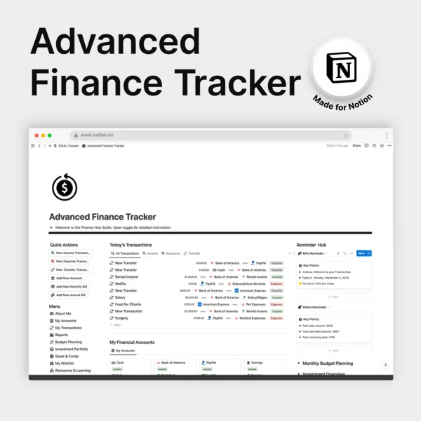 Advanced Finance Tracker Notion Template