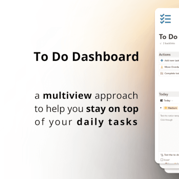 To Do Dashboard - A Notion Template